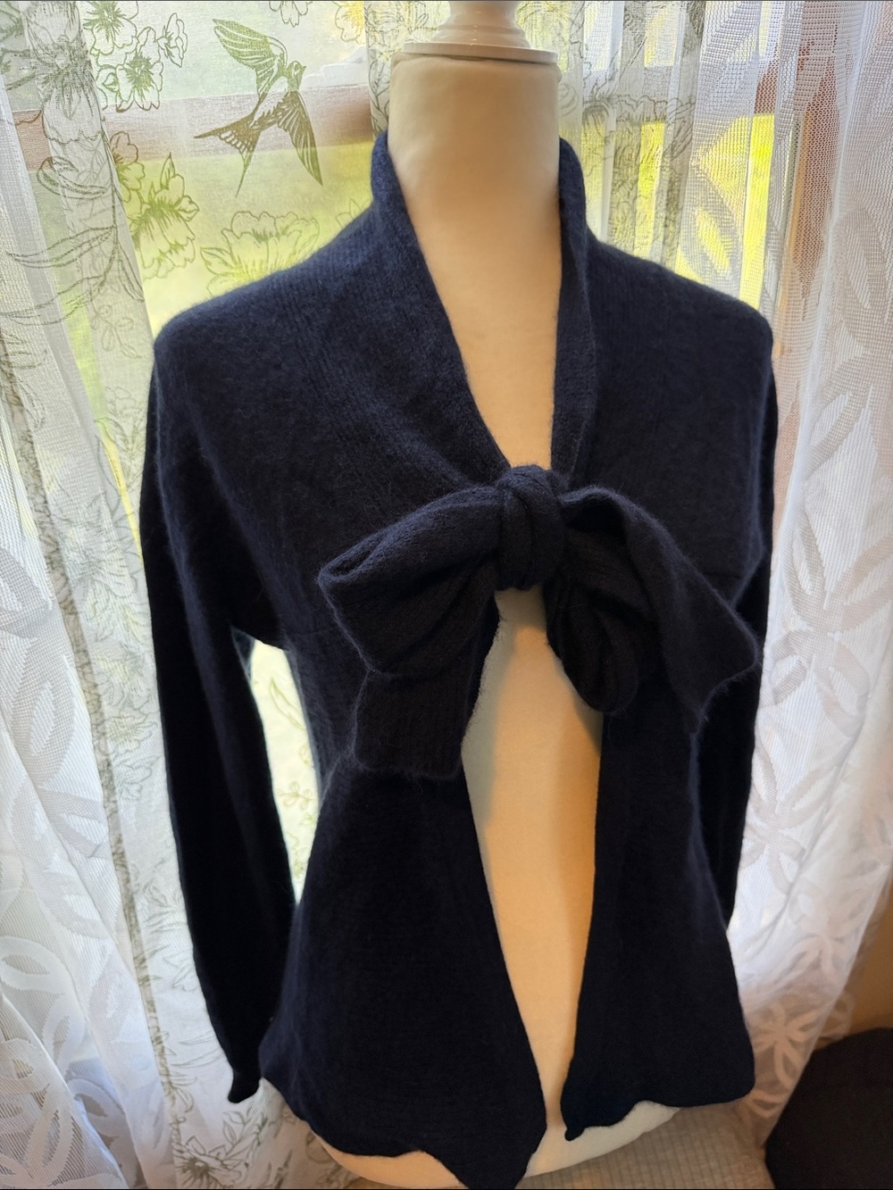 Cynthia Rowley Navy Tie-Front cashmere Cardigan size S